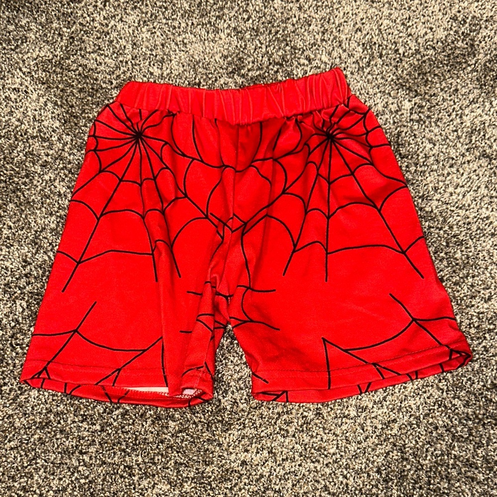 Red Spider Web Kids Shorts